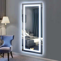 Дизайн спальни с зеркалом с подсветкой