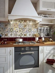 Provence style tiles for the kitchen on the apron photo