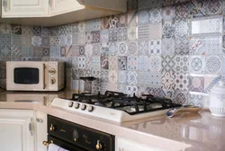 Provence style tiles for the kitchen on the apron photo