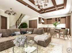 House interior living room and kitchen combined photo