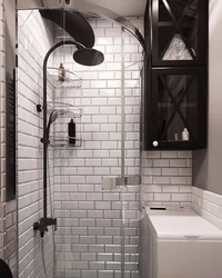 Хрущевтегі ванна бөлмесі душ дизайны фотосуреті бар