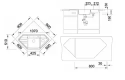 Corner kitchen sink with cabinet photo