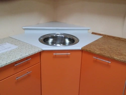 Corner kitchen sink with cabinet photo