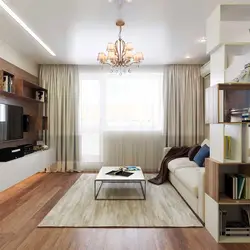 Design of a rectangular hall in an apartment with a balcony