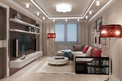 Design of a rectangular hall in an apartment with a balcony