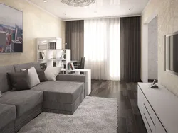Design of a living room in an apartment in gray tones photo