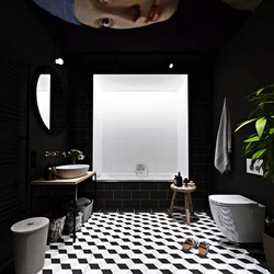 Bathroom interior black ceiling