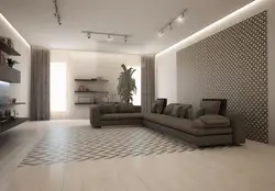 Porcelain Tiles On The Wall In The Living Room Photo