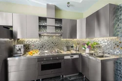 Modern gray kitchen and backsplash photo