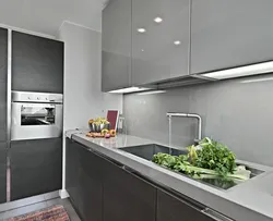 Modern gray kitchen and backsplash photo