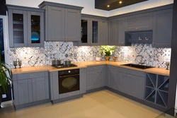 Modern gray kitchen and backsplash photo