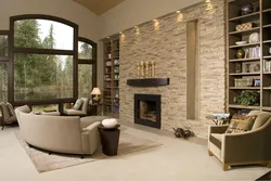 Stone wall design living room