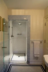 Shower cabin made of tiles design in the apartment