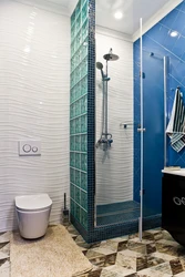 Shower cabin made of tiles design in the apartment