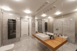 Photo full wall mirror bath