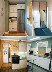 Кухня и холодильник спрятан фото