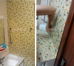 Self-adhesive panels in the bathroom photo