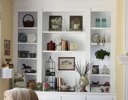 Living room decoration with shelves photo