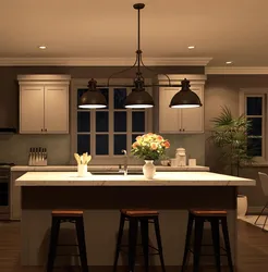 Дизайн Светильники Над Столом Кухня