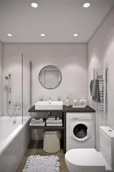 Bathroom design with washing machine in light colors