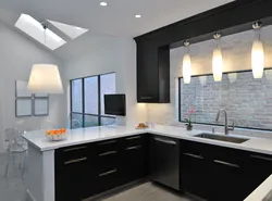 Kitchen design with dark window