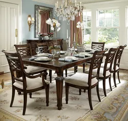 Large table in the kitchen interior