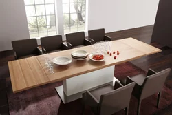 Large table in the kitchen interior