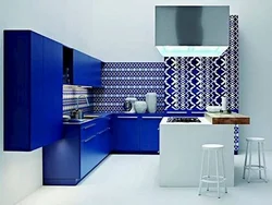 Mavi mətbəx kafel dizaynı