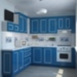 Дизайн синей плитки кухни