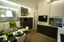 Кухня дизайн с диваном и телевизором фото