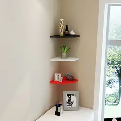 Hallway design corner shelf