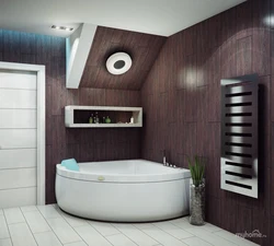 Дызайн невялікага ваннага пакоя з кутняй ваннай