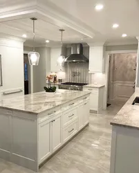 White Marble Countertop In Kitchen Design