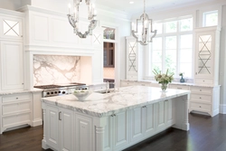 White marble countertop in kitchen design