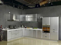 Кухня серый металлик интерьер