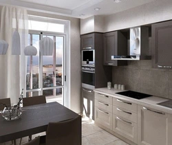 Kitchen 12 Meters With Balcony Design Photo