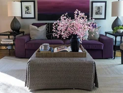 Баклажан цвет в интерьере гостиной
