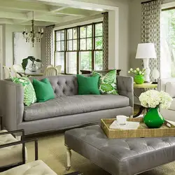 Gray green living room interior photo