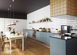 Tiles To The Ceiling In The Kitchen Interior