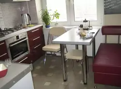 Kitchen in Khrushchev photo with dining table
