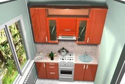 Дизайн кухни маленькой площади с газовой плитой и холодильником