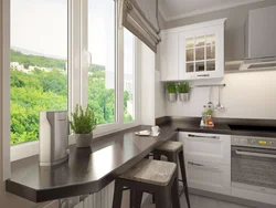 Photo of a kitchen in Khrushchev with a window sill table