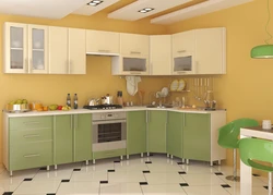 Кухня Бежево Зеленая Фото