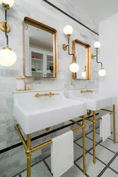 Дизайн ванной мрамор и золото