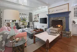 Living Room Kitchen Design With Fireplace 20 Sq.M.