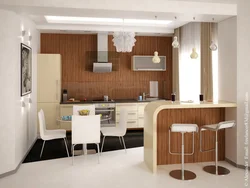 Kitchen design 20 m with a bar counter