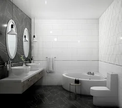 Bath Design White Walls Gray Floor