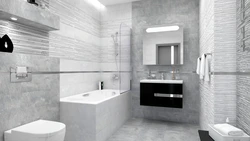 Bath design white walls gray floor