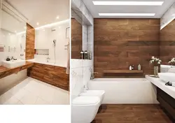 Дизайн ванной с деревянным полом
