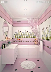 Bathroom interior white with flowers